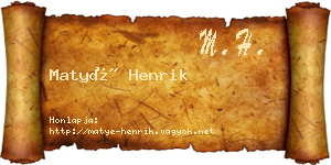Matyé Henrik névjegykártya